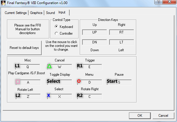 Final Fantasy VIII Input Configuration